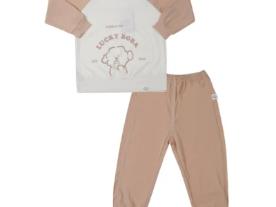 Bộ quần áo dài tay bé trai KidsPlaza Otis in cún ND25T (Nâu be)