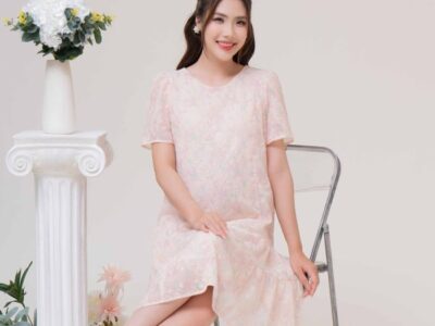 Đầm tơ ép đuôi cá tầng